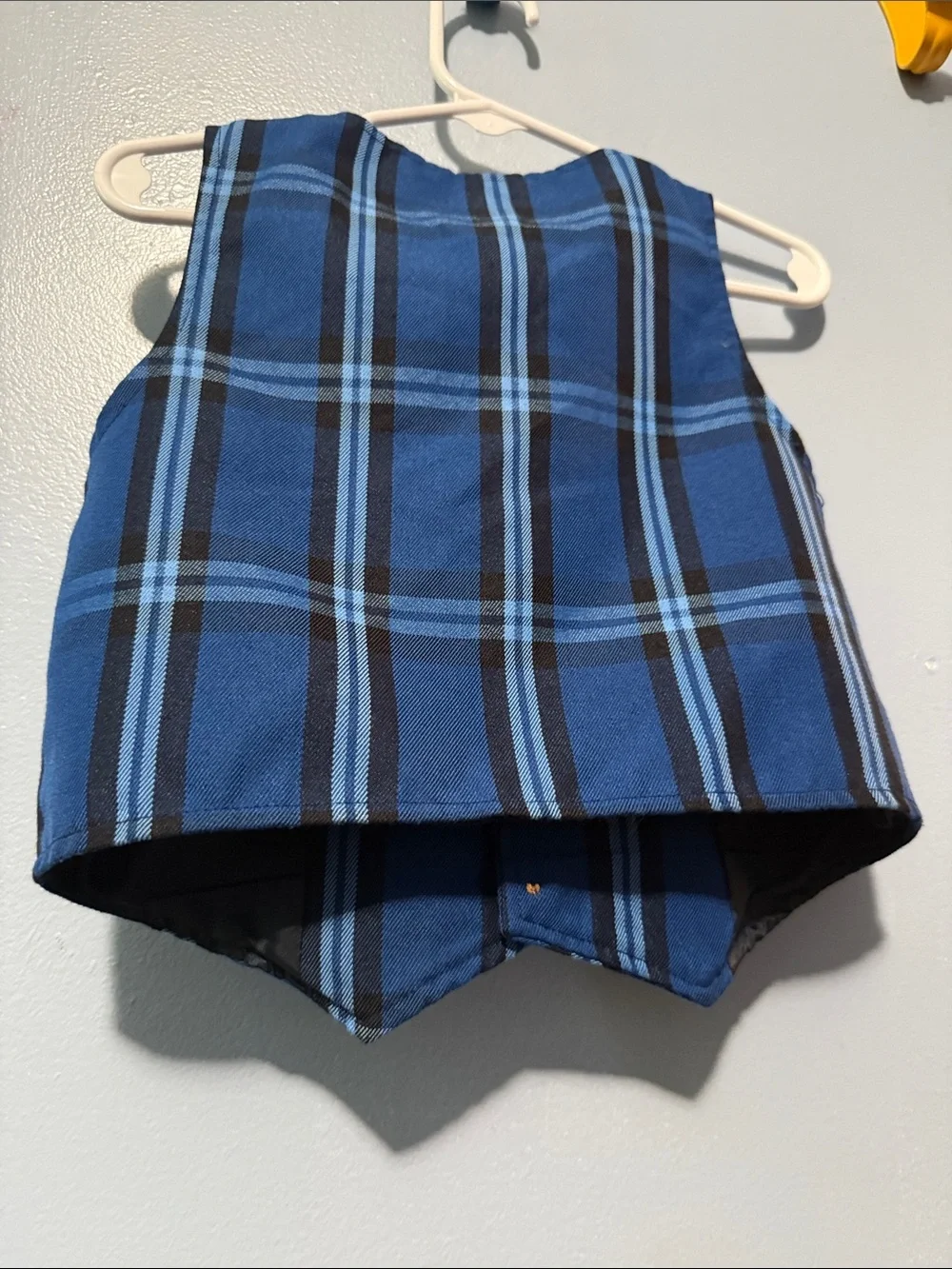 Spalding Blue Plaid Kids Vest with Accent Buttons